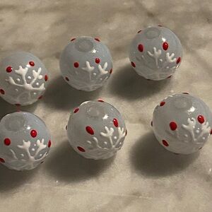 Glass Snowflake Beads (6)
